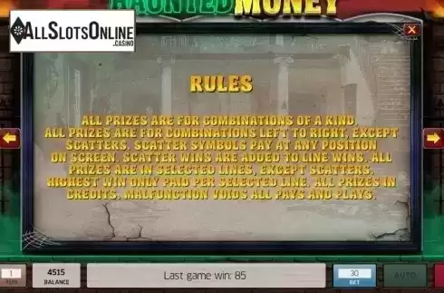 Rules. Haunted Money from InBet Games