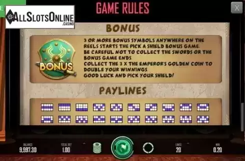 Bonus Screen. Heroes Empire from Caleta Gaming