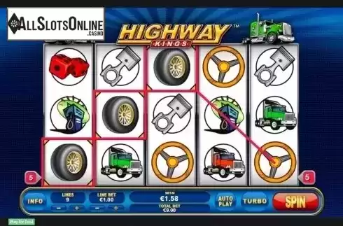 Win screen. Highway Kings from Playtech