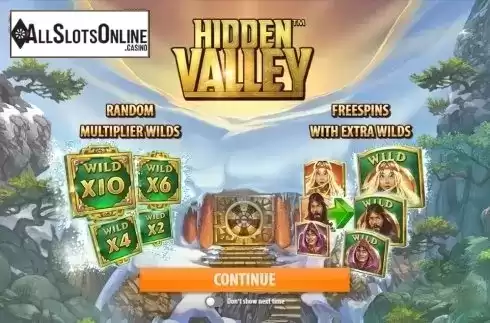 Start Screen. Hidden Valley from Quickspin