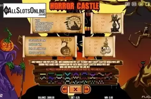 Paytable 2. Horror Castle from Fugaso