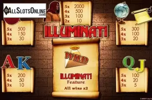 Paytable 1. Illuminati HD from Merkur
