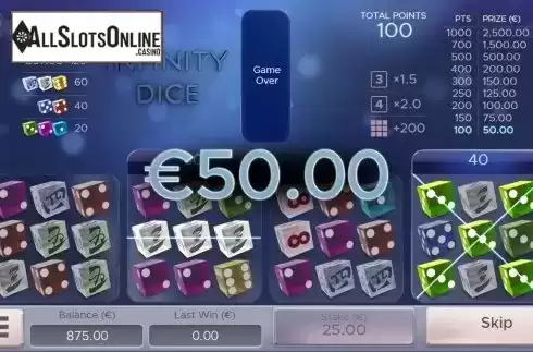 Win Screen. Infinity Dice from Air Dice