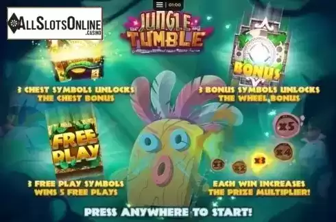 Start Screen. Jungle Tumble from Instant Win Gaming
