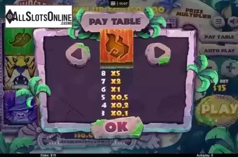Paytable 1. Jungle Tumble from Instant Win Gaming