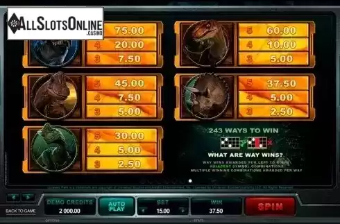 Screen8. Jurassic Park from Microgaming