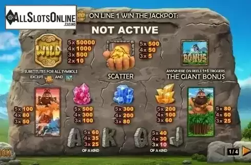 Paytable 1. Jackpot Giant from Playtech