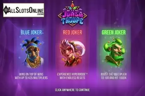Start Screen. Joker Troupe from Push Gaming
