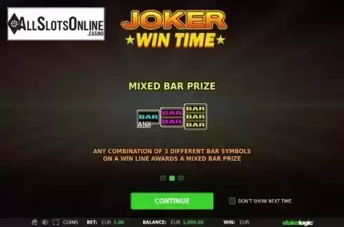 Intro Game screen 2. Joker Wintime from StakeLogic