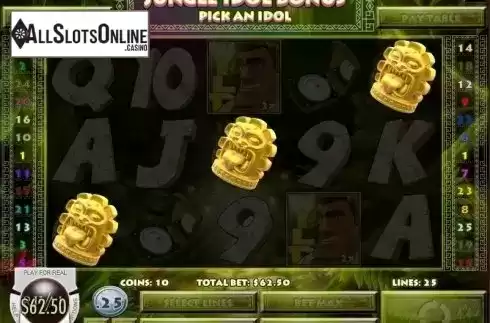 Pick An Idol Bonus screen. Johnny Jungle from Rival Gaming