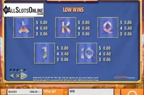 Paytable 4. King Colossus from Quickspin