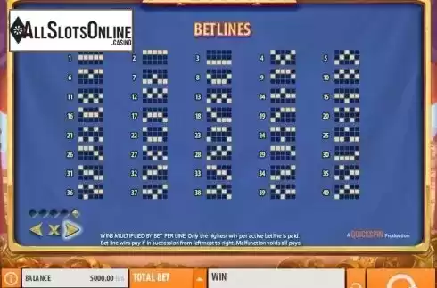 Paytable 5. King Colossus from Quickspin