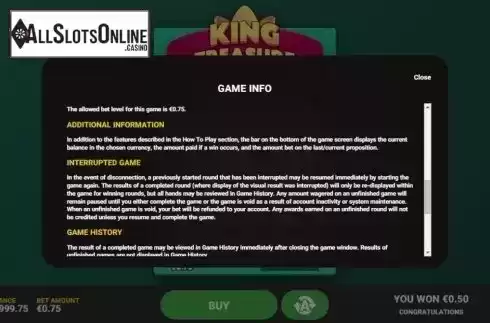 Info 3. King Treasure from Hacksaw Gaming