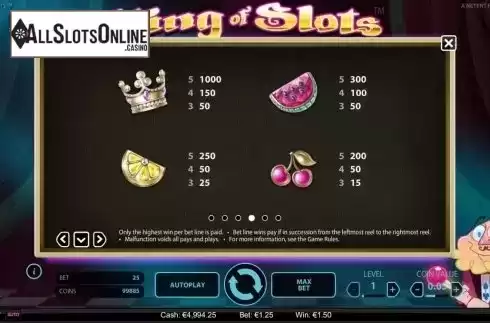 Screen7. King of Slots from NetEnt