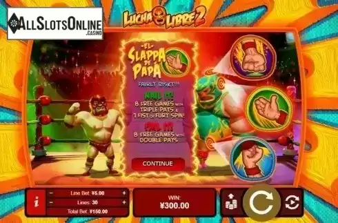 Bonus Game screen. Lucha Libre 2 from RTG