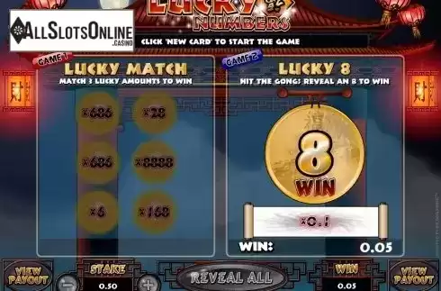 Win screen. Lucky Numbers from Microgaming