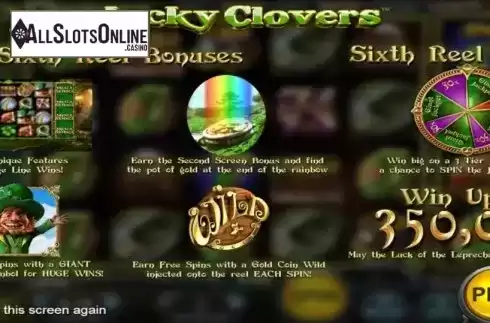 Start Screen. Lucky Clovers from Nucleus Gaming