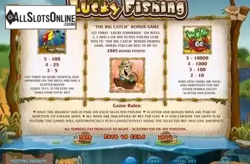 Paytable 2. Lucky Fishing from Pragmatic Play