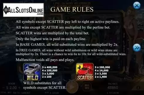 Game Rules. Luxury Garage from KA Gaming