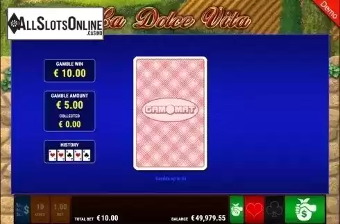 Gamble screen. La Dolce Vita from Gamomat