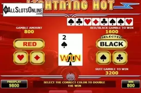 Gamble win screen. Lightning Hot from Amatic Industries