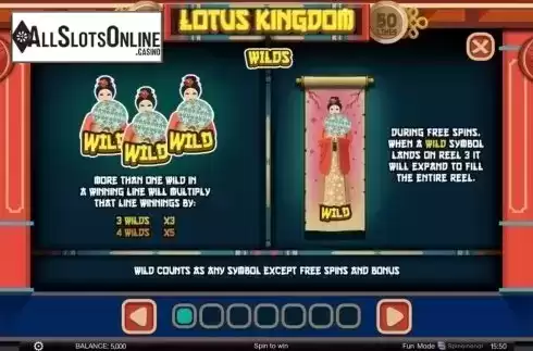 Paytable. Lotus Kingdom from Spinomenal