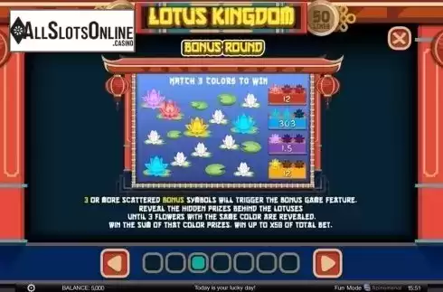 Paytable 3. Lotus Kingdom from Spinomenal