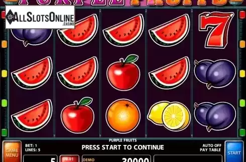 Reels screen. Purple Fruits from Casino Technology