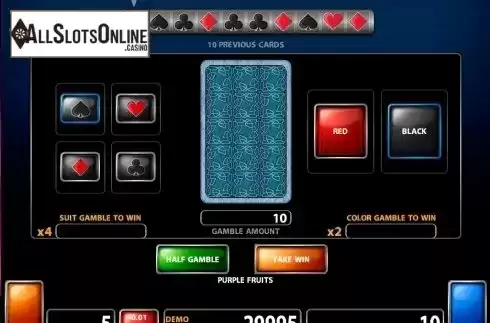Gamble screen. Purple Fruits from Casino Technology