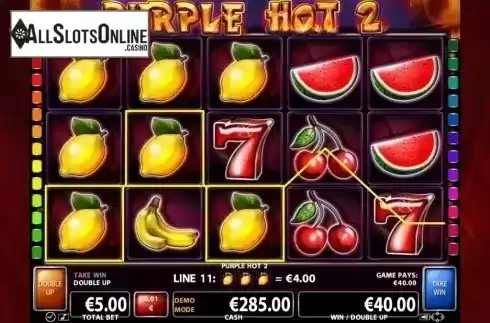 Win screen 1. Purple Hot 2 from Casino Technology
