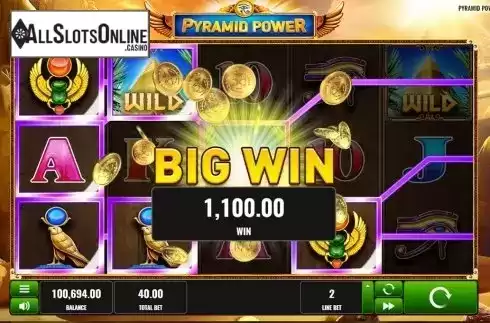 Big win screen. Pyramid Power from Playreels