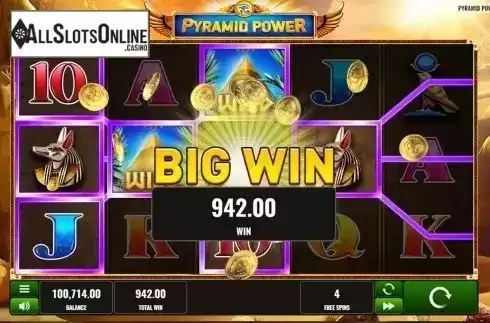 Big win screen 2. Pyramid Power from Playreels