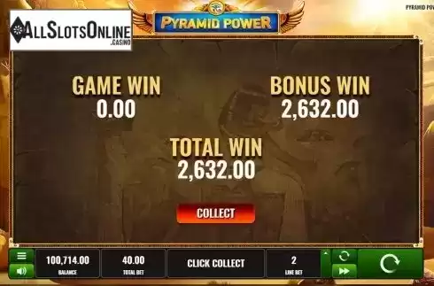 Total win screen. Pyramid Power from Playreels