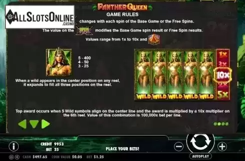 Paytable 2. Panther Queen from Pragmatic Play