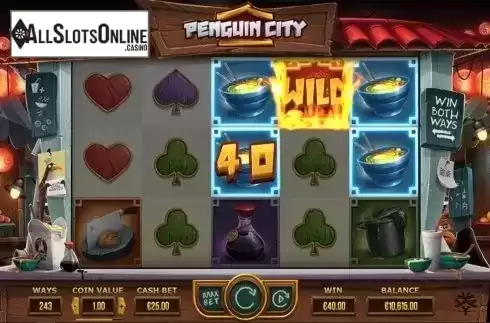 Wild win screen. Penguin City from Yggdrasil