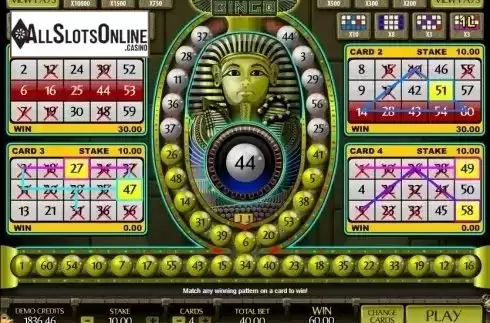 Win Screen. Pharaoh Bingo from Microgaming