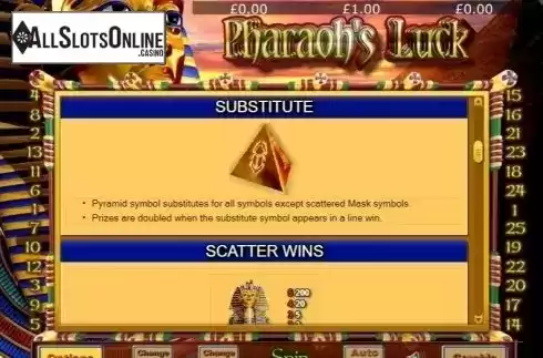 Substitute. Pharaohs Luck from Eyecon