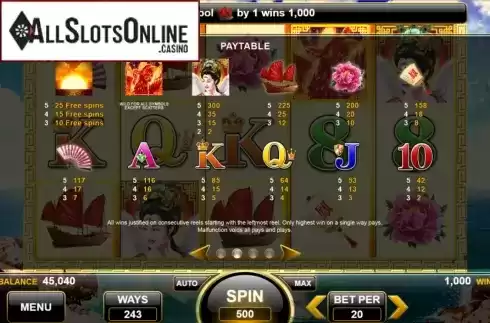 Paytable. Phoenix Queen from Spin Games