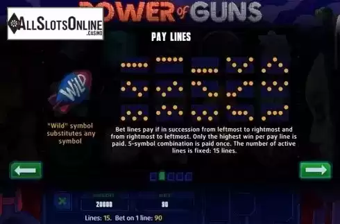 Paytable 2. Power of Guns from X Line
