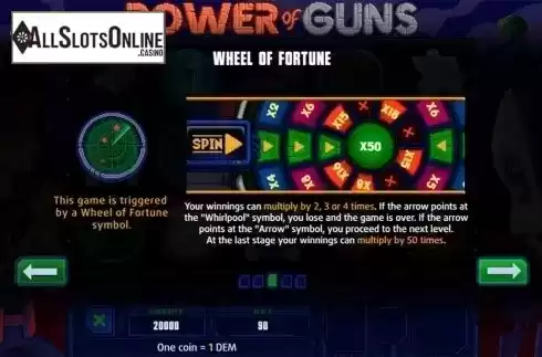 Paytable 3. Power of Guns from X Line