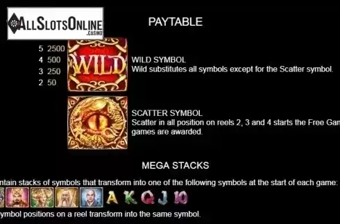 Paytable 3. Power of Gods from Platipus