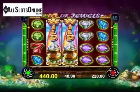 Win Screen . Pot Of Jewels from Casino Technology