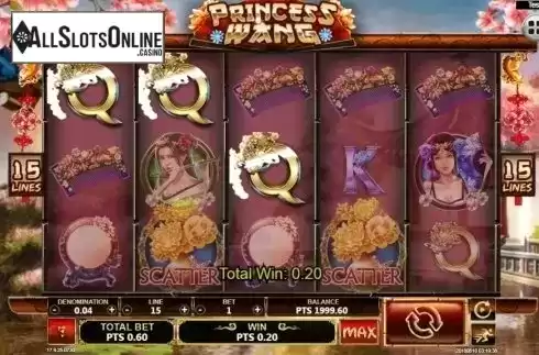 Win screen. Princess Wang from Spadegaming