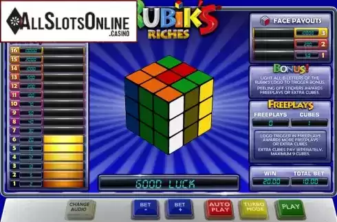 Win screen. Rubik's Riches from Playtech