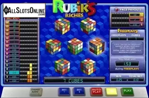 Free spins screen 1. Rubik's Riches from Playtech