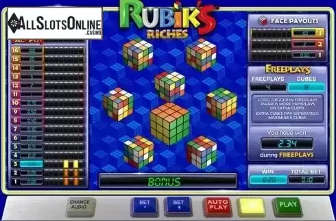Free spins screen 2. Rubik's Riches from Playtech