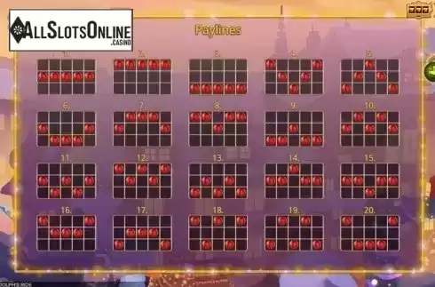 Paylines. Rudolph's Ride from Booming Games
