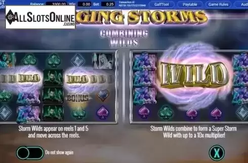 Start Screen. Raging Storms from IGT