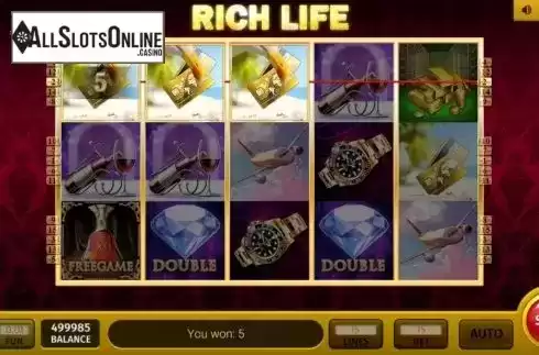 Win screen . Rich Life 3x3 from InBet Games
