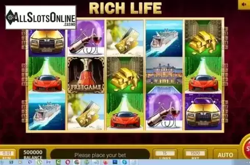 Reel Screen. Rich Life 3x3 from InBet Games